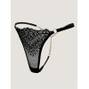 Lace Thong with Chain Black