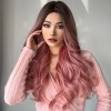 Long Wavy Wig Ombre Pink