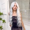 Love Market Long Wavy Wig with Bangs Silver Lana Wigs