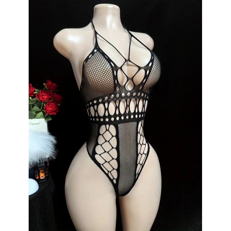 Halter Fishnet Body Vera Black