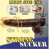 Realistic Heated Thrusting Vibrator With Suction Cup 22cm Brown