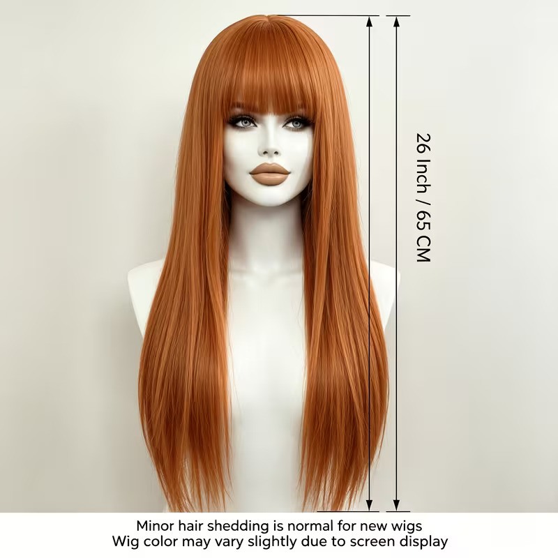 Love Market Long Wig with Bangs Copper Carmen Wigs