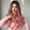 Long Wavy Wig Ombre Pink