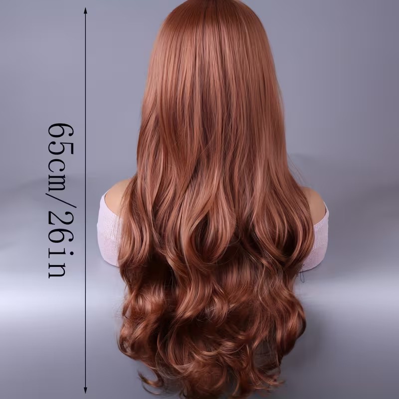 Love Market Long Wavy Wig with Bangs Copper Wigs