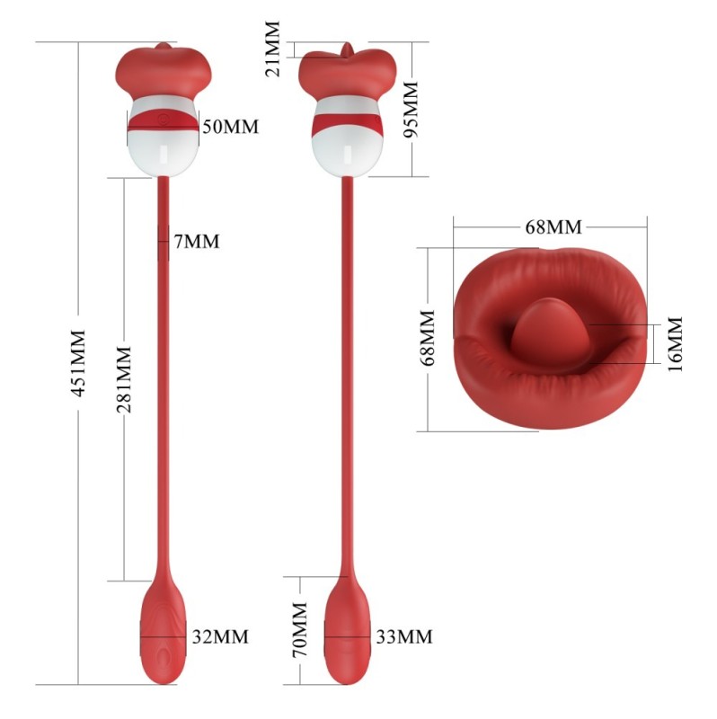 Clitoral Vibrator with Tongue Pretty Love Aliyah Red