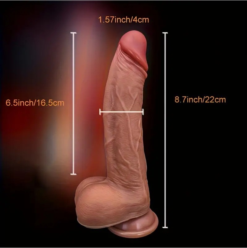 Realistic Heated Thrusting Vibrator With Suction Cup&App Control 22cm Nude
