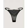 Lace Thong with Chain Black