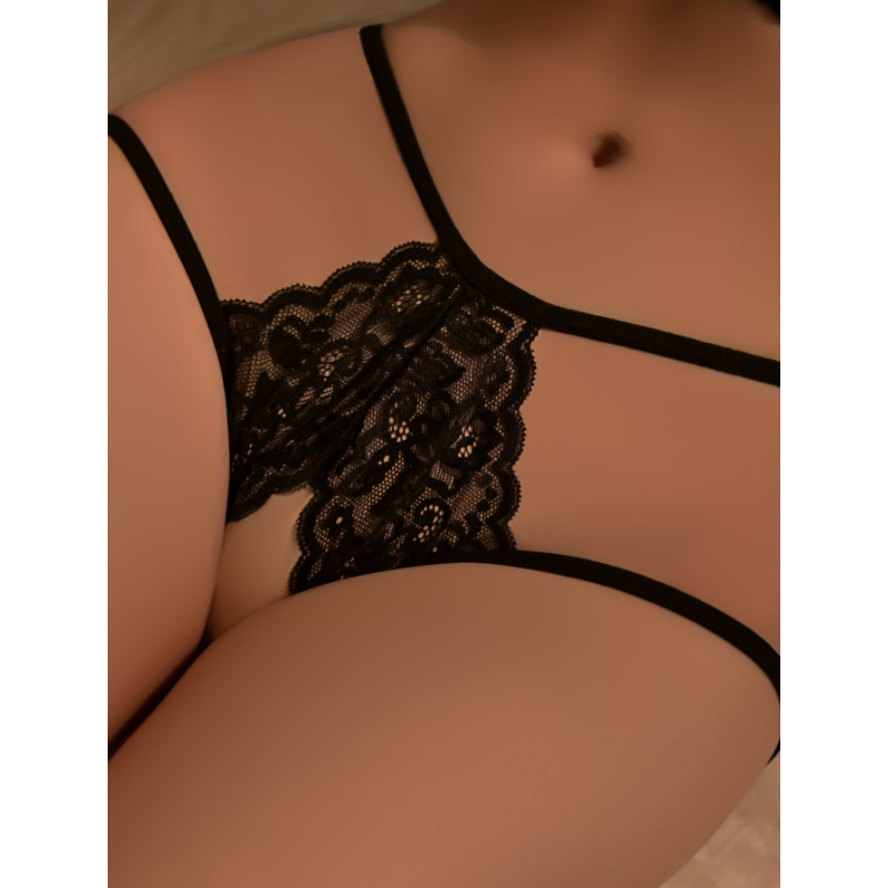 Love Market Crotchless Panties with Bow Love Market Natasa Black Panties