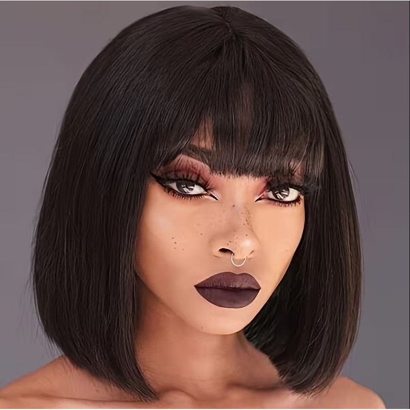 Love Market Straight Bob with Bangs Wig Brown Wigs