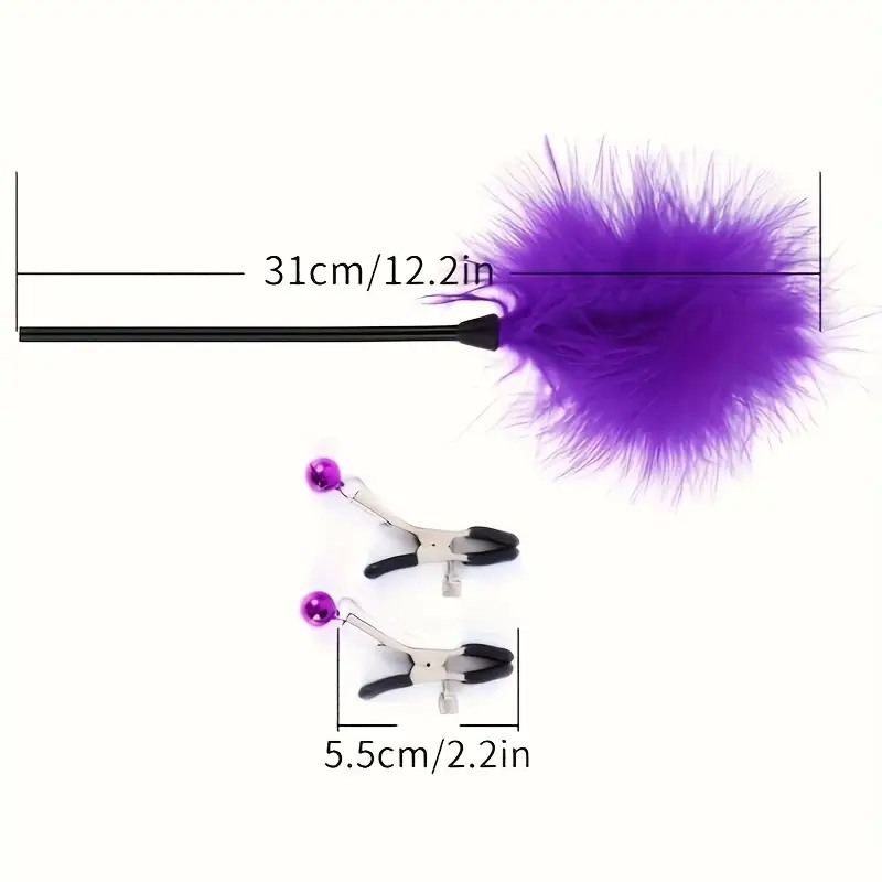 Σετ Φτερό και Σφιγκτήρες Θηλών Love Market Μοβ