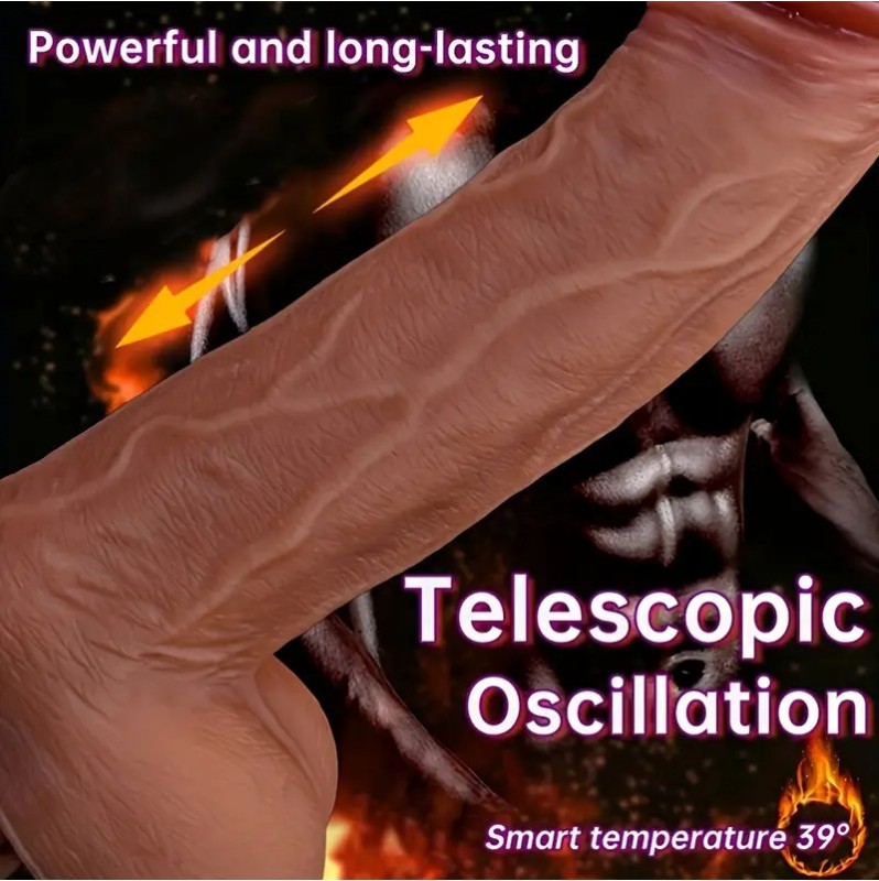 Realistic Heated Thrusting Vibrator With Suction Cup&App Control 22cm Nude
