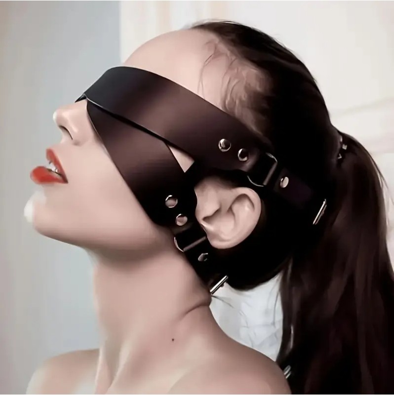 Fetish Leather Eye Mask Black