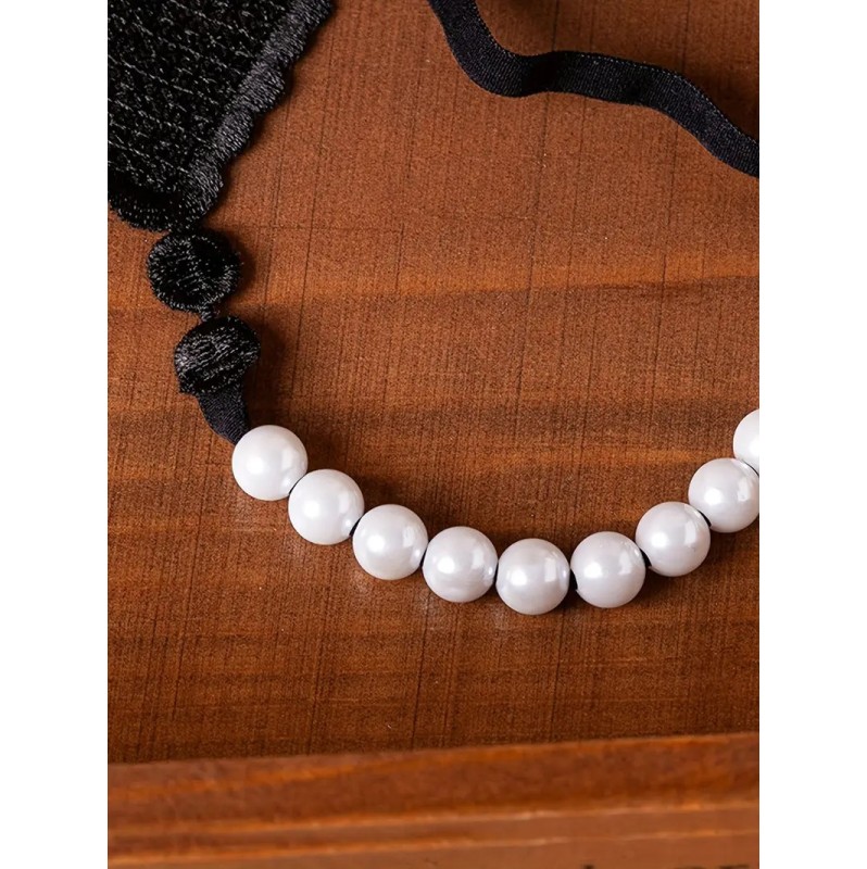 G-string with Pearl Chain Love You Black