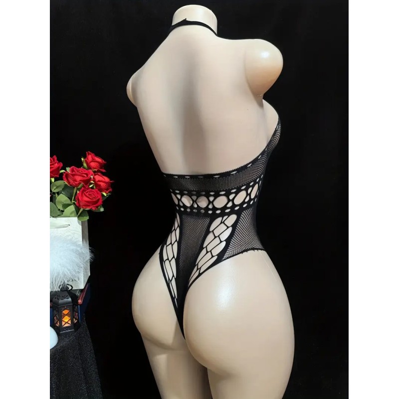 Halter Fishnet Body Vera Black