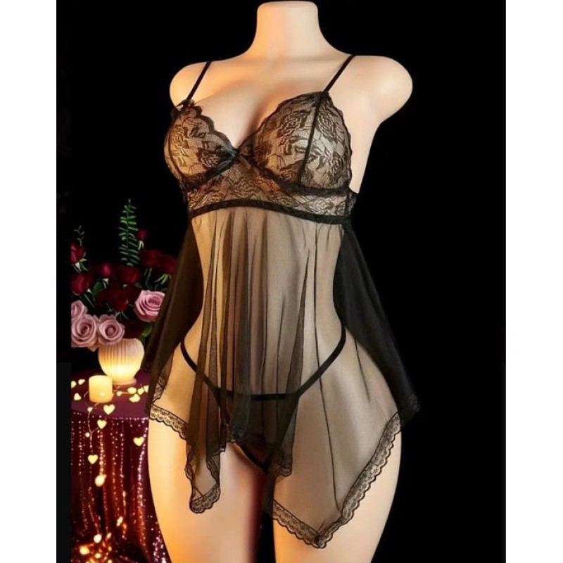 Babydoll & Thong Love Market Tina Black Love Market Babydoll & Thong Love Market Tina Black Babydolls