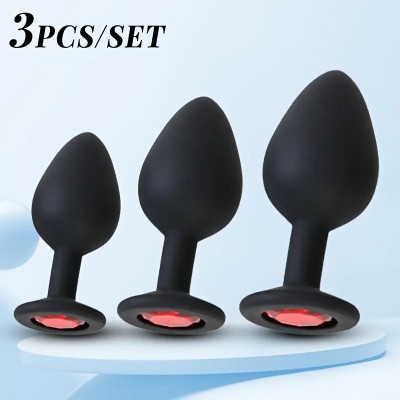 Butt Plug With Jewel Set Love Market Balck/Red Butt Plug With Jewel Set Love Market Balck/Red