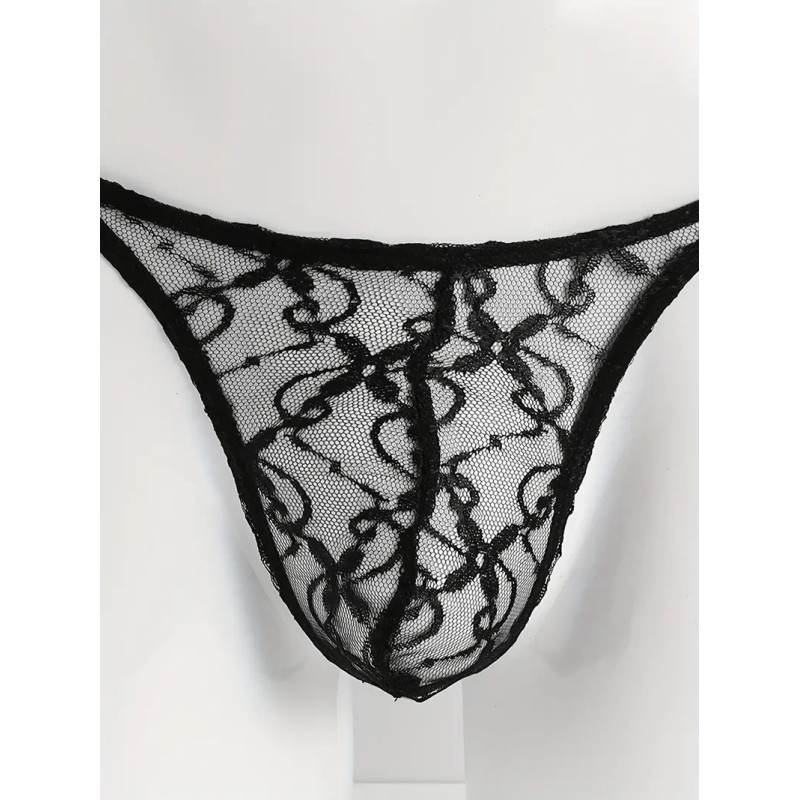 Love Market Mens String Floral Chic Black Strings
