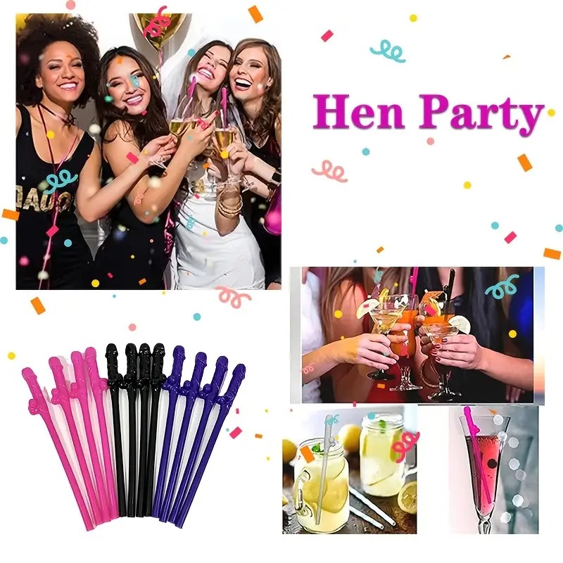 Love Market Bachelorette Party Καλαμάκια Πέους 12τμχ Πολύχρωμα Χιουμοριστικά