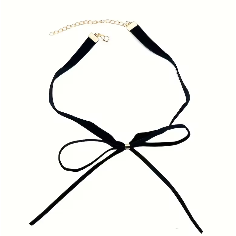 Love Market Βελούδινο Τσόκερ Φιόγκος Μαύρο Chokers & Στέκες