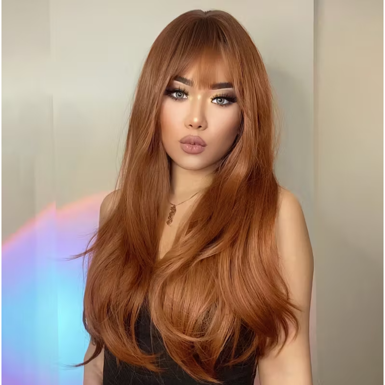 Love Market Long Wig with Bangs Copper Wigs
