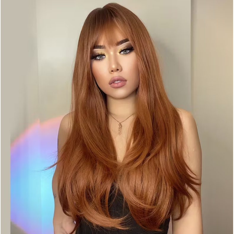 Love Market Long Wig with Bangs Copper Wigs
