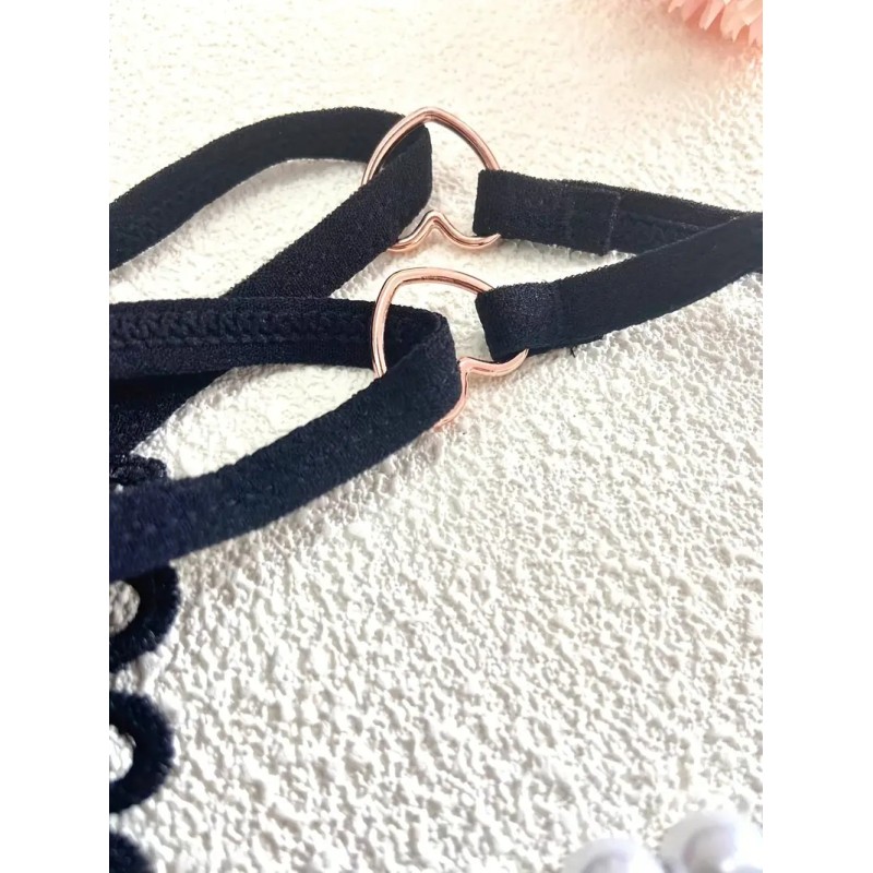 G-string με Πέρλες Heart Μαύρο Love Market G-string με Πέρλες Heart Μαύρο Strings