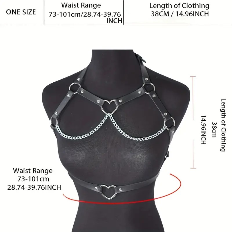 Love Market Harness Top with Hearts Black Harnesses