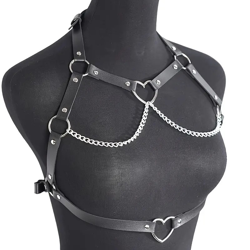 Love Market Harness Top with Hearts Black Harnesses