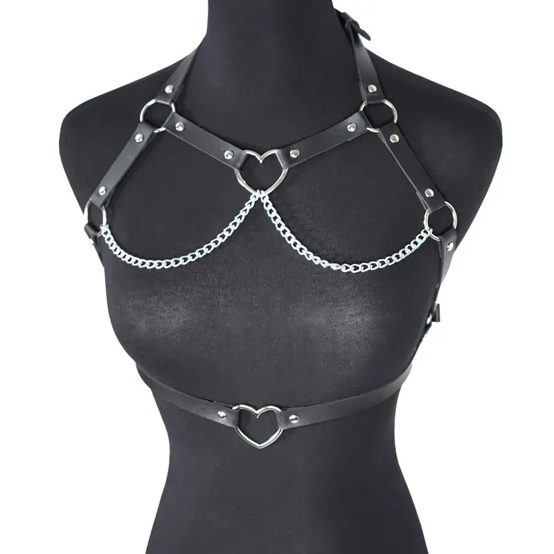 Love Market Harness Top with Hearts Black Harnesses