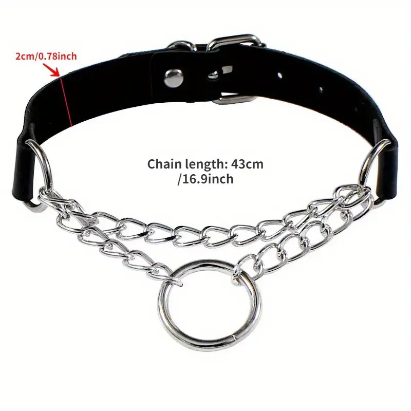 Love Market Collar with Double Chain and Hoop Black Collars