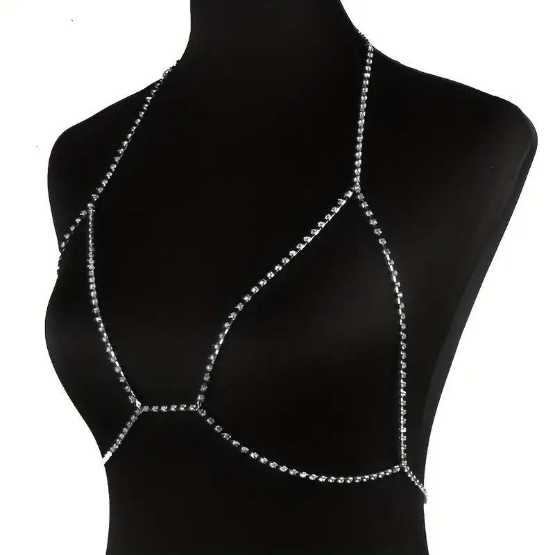 Bust Chain Rhinestone Beauty Silver Love Market Bust Chain Rhinestone Beauty Silver Chokers & Hairbands