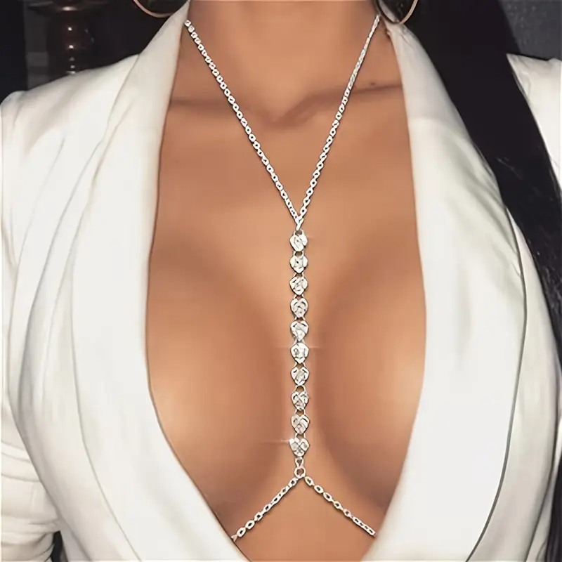 Αλυσίδα Στήθους Rhinestone Hearts Ασημί Love Market Αλυσίδα Στήθους Rhinestone Hearts Ασημί Chokers & Στέκες