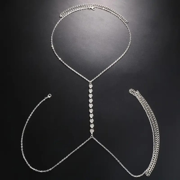 Αλυσίδα Στήθους Rhinestone Hearts Ασημί Αλυσίδα Στήθους Rhinestone Hearts Ασημί