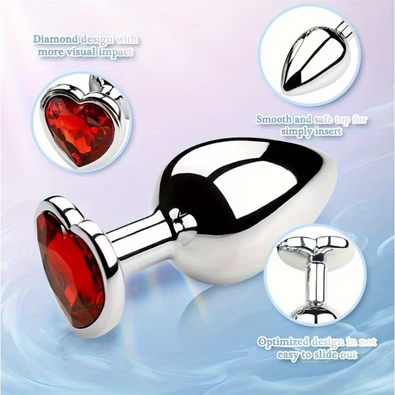 Love Market Butt Plug With Heart Jewel Love Market Red Non-Vibrating butt plugs