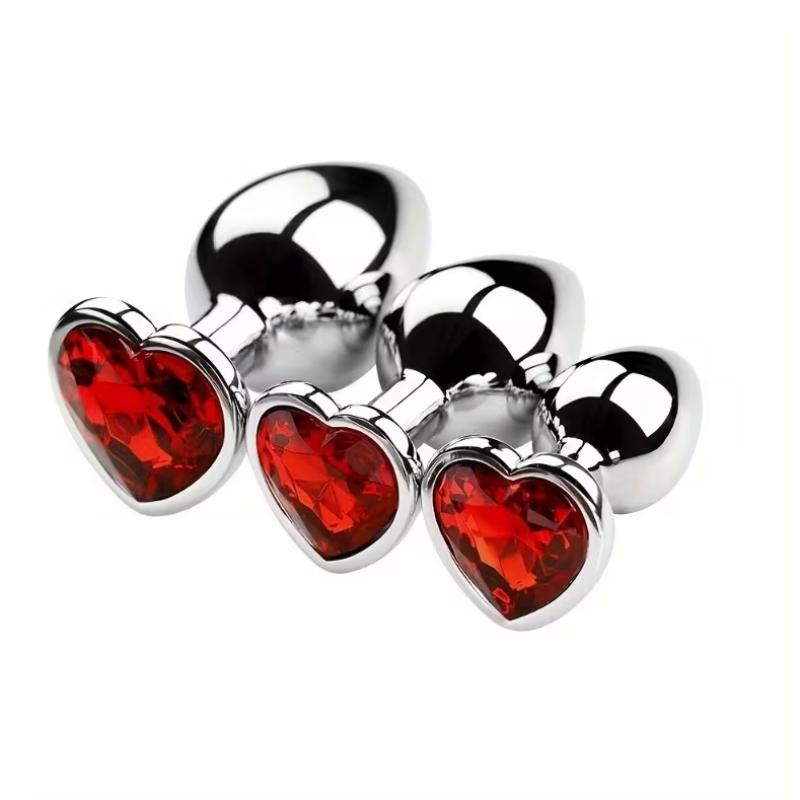 Love Market Butt Plug With Heart Jewel Love Market Red Non-Vibrating butt plugs