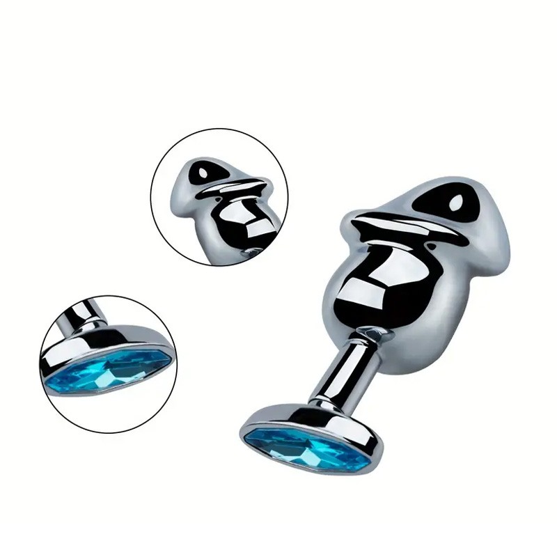 Butt Plug With Jewel Penis Medium Blue Love Market Butt Plug With Jewel Penis Medium Blue Non-Vibrating butt plugs