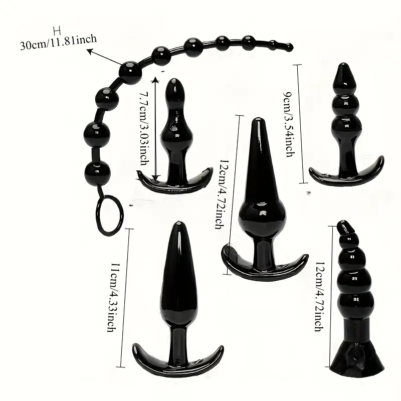 Love Market Butt Plug & Anal Beads Set Love Market Black Non-Vibrating butt plugs
