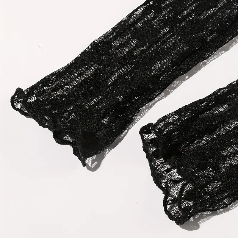Love Market Floral Lace Gloves Black Gloves