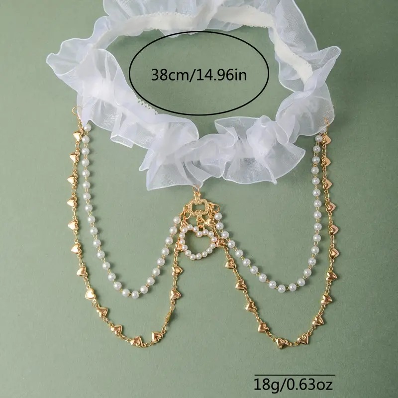 Love Market Garter with Perals and Chain White Garters & Garter Belts