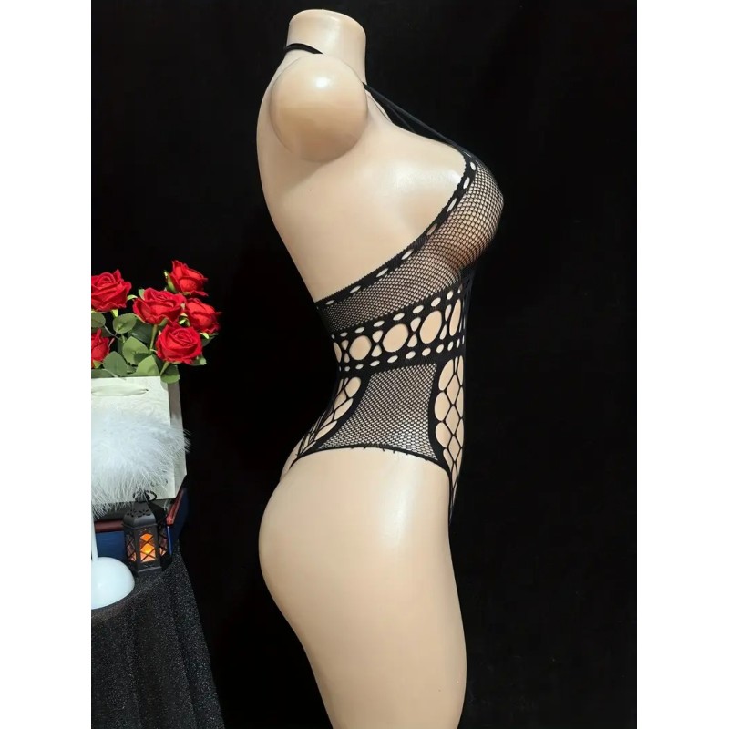 Love Market Halter Fishnet Body Vera Black Bodies