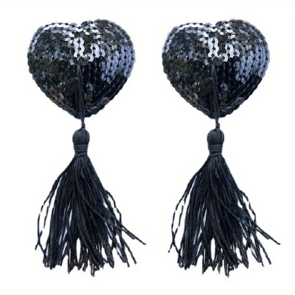 Heart Nipple Pasties Black