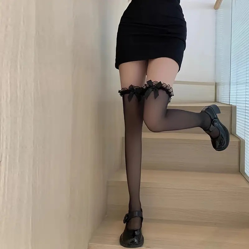 Love Market Bow Stockings Neko Black Stockings