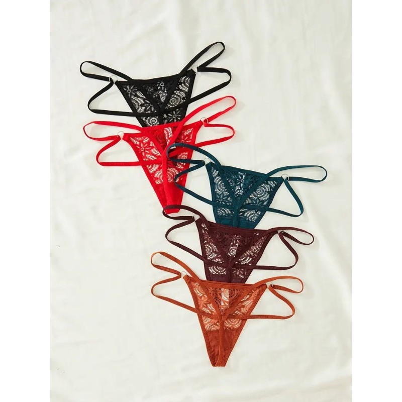 Love Market Σετ Στρινγκ με Δαντέλα Lila 5τμχ Strings