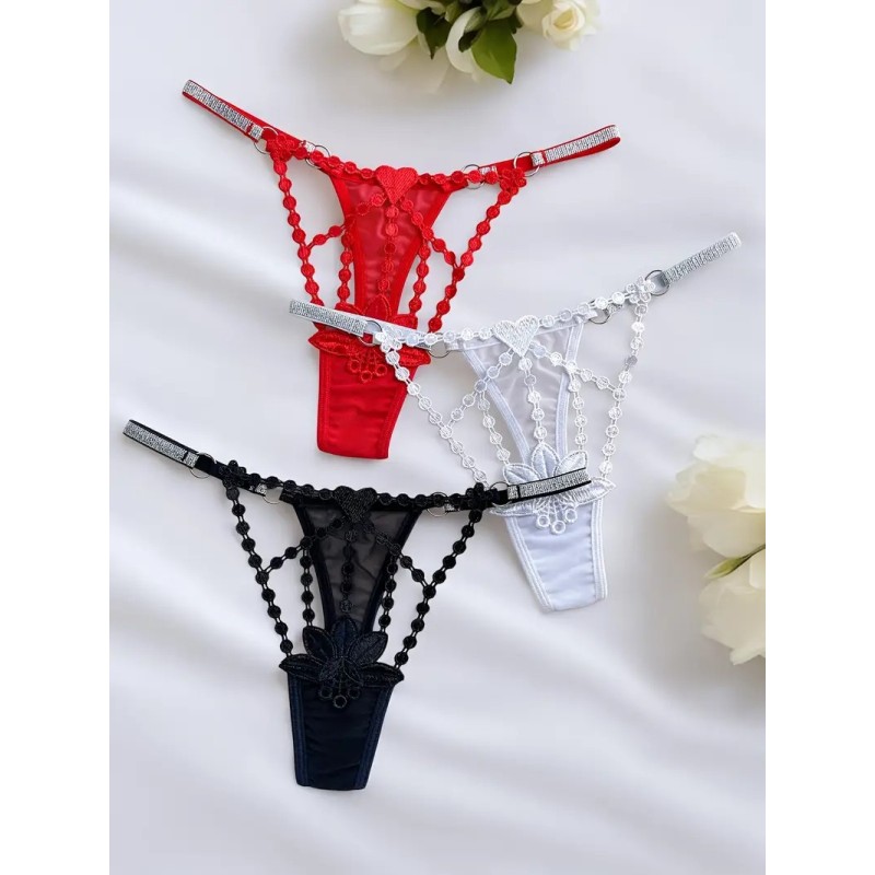 Love Market Σετ Στρινγκ με Δαντέλα Reva Heart 3τμχ Strings