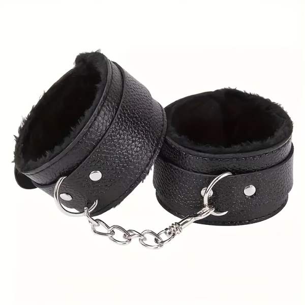 Leather Cuffs Fur Lined Black