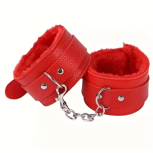 Leather Cuffs Fur Lined Red Leather Cuffs Fur Lined Red