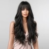 Love Market Long Wavy Wig with Bangs Black Wigs