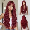 Love Market Long Wig with Bangs Beachy Waves Red Wigs