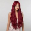 Love Market Long Wig with Bangs Beachy Waves Red Wigs