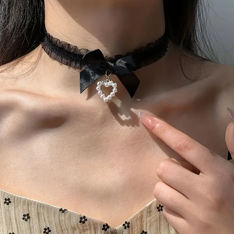 Love Market Ρομαντικό Τσόκερ με Φιόγκο Μαύρο Chokers & Στέκες